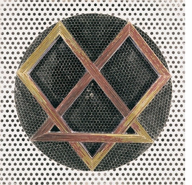 “Relief Heptagon” (1977), mirror, reverse glass… Cosmic Geometry ARTBOOK…Triangle and Square, 2008, mirror, reverse-glass painting, and plaster on wood, 39 ⅖ in. x 63 in.