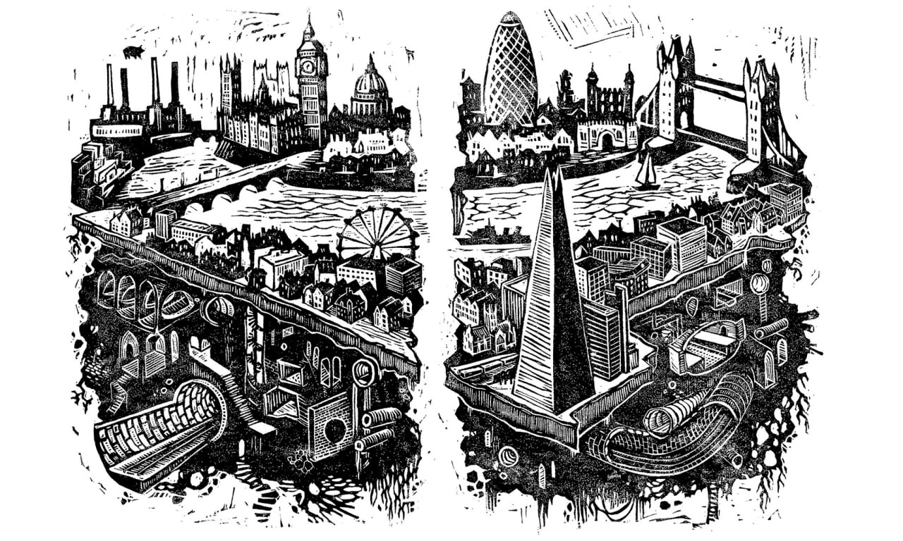 illustration to Neil Gaiman“s &#39;Neverwhere” (linocut 30×20sm)