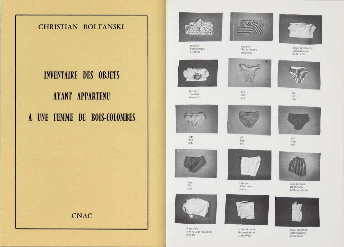 Christian Boltanski. Inventaire des objets ayant appartenu à une femme de Bois-Colombes. CNAC, 1974
