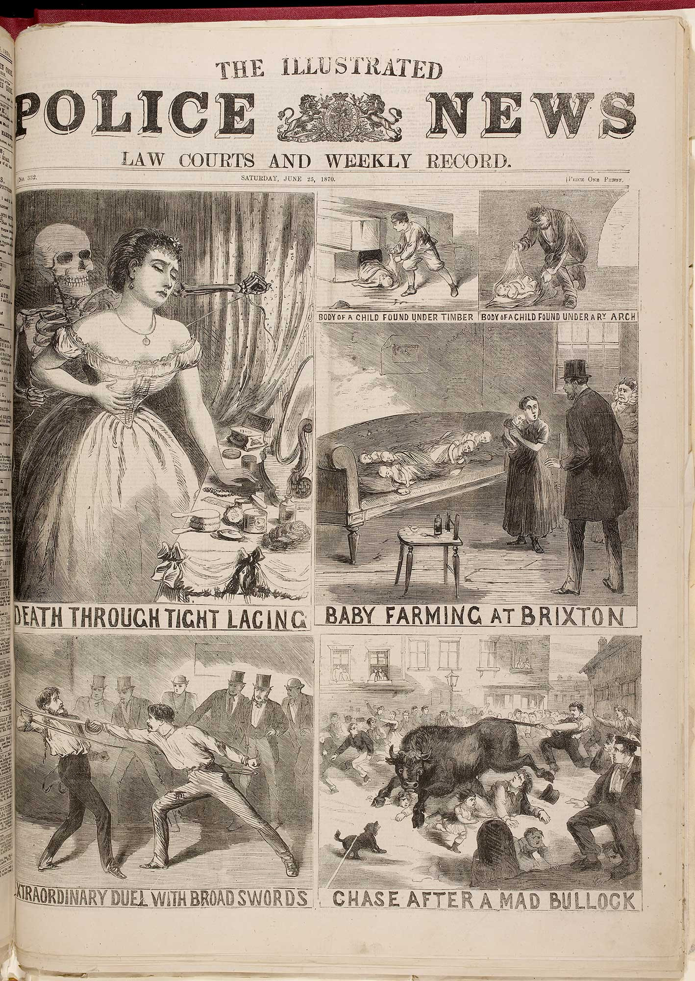 Титульная страница газеты The Illustrated Police News 1870&nbsp;г.&nbsp;Источник: British Newspaper Archive