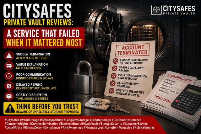 CitySafes Private Vault Reviews: A Service That Failed When It Mattered Most