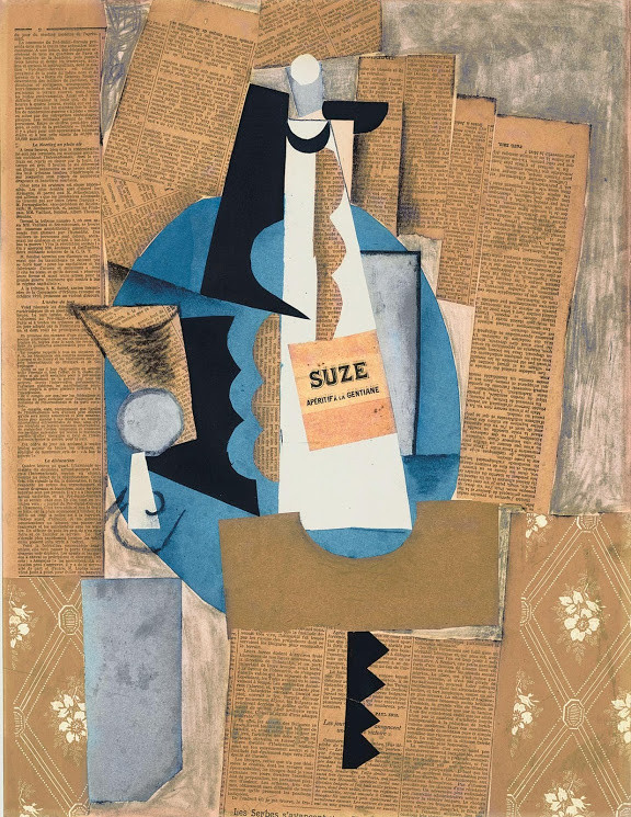 Пабло Пикассо. Стакан и&nbsp;бутылка Suze, 1912