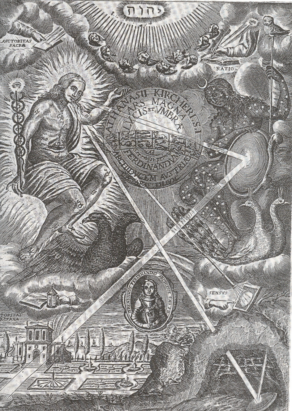 Фронтиспис книги Атаназиуса Кирхера “Ars Magna lucis et umbrae” (Амстердам, 1671).