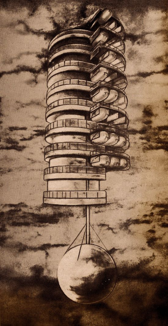 Георгий Крутиков, рисунок к&nbsp;проекту «Летающий город», 1928