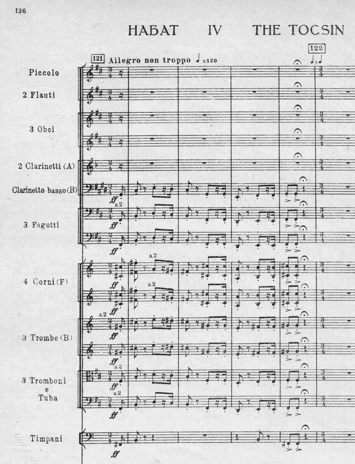 Beginning of the fourth movement in the score. The “Rage, Tyrants!” theme is played.