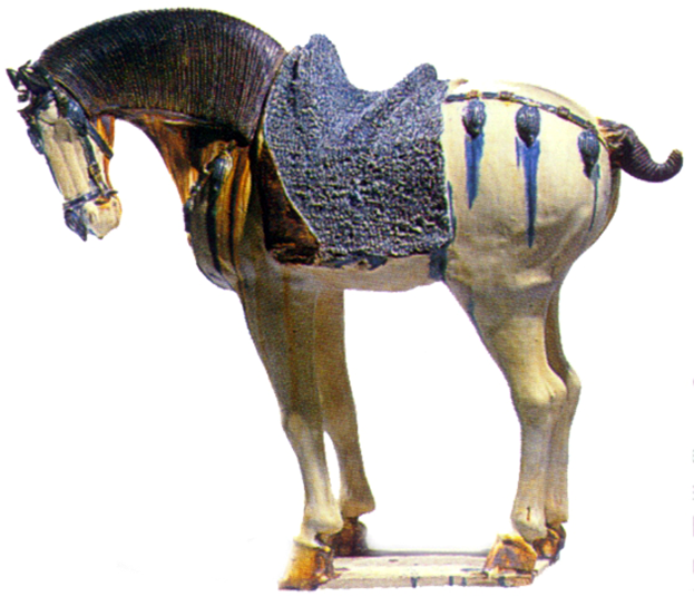 Китайский трехцветный глазурованный конь. Династия Тан. (ca. 700 CE) 