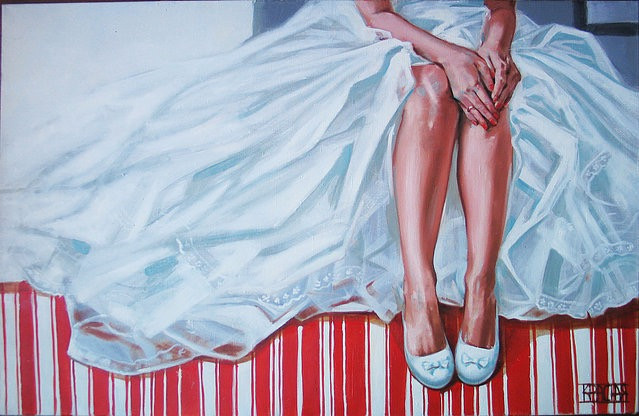 Анна Красная, Белое платье, холст, масло,120×90&nbsp;см