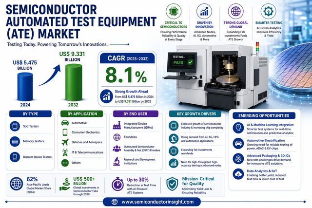 Semiconductor ATE Market CAGR 8.1% by 2034