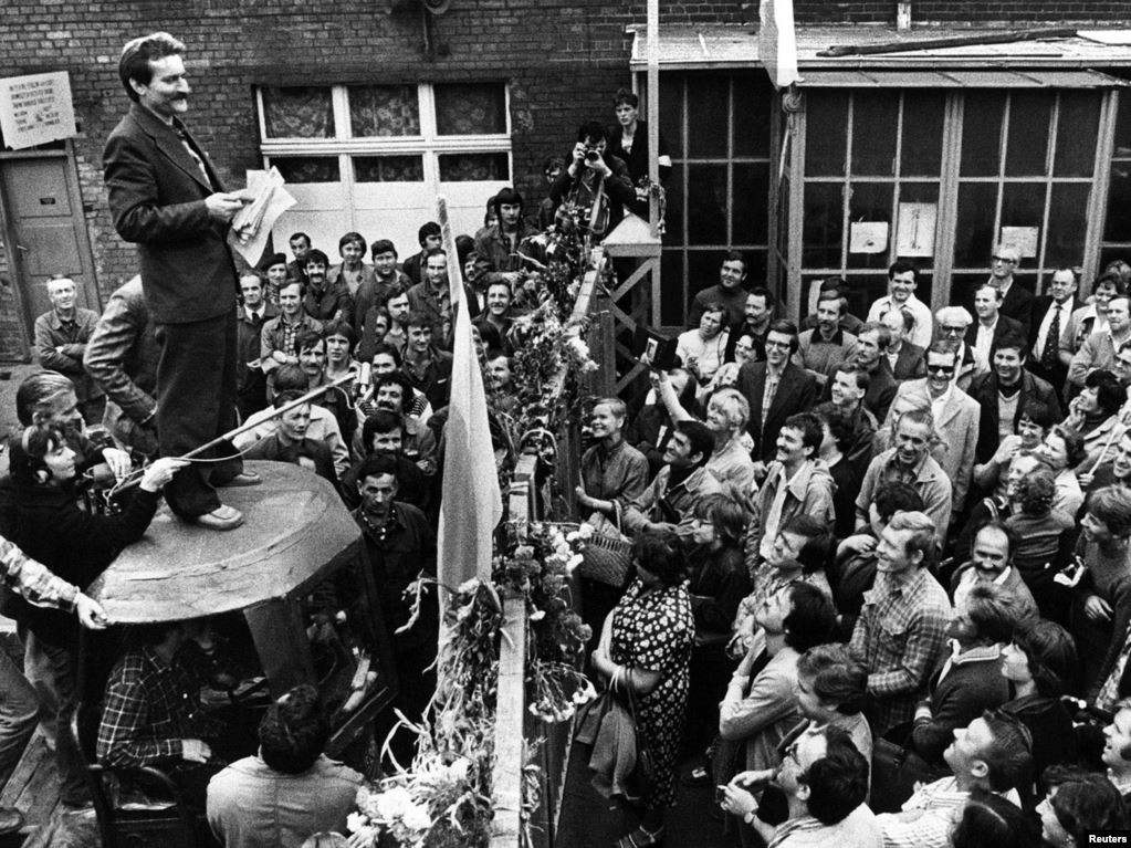 Лидер «Солидарности» Лех Валенса в&nbsp;августе 1980&nbsp;года.