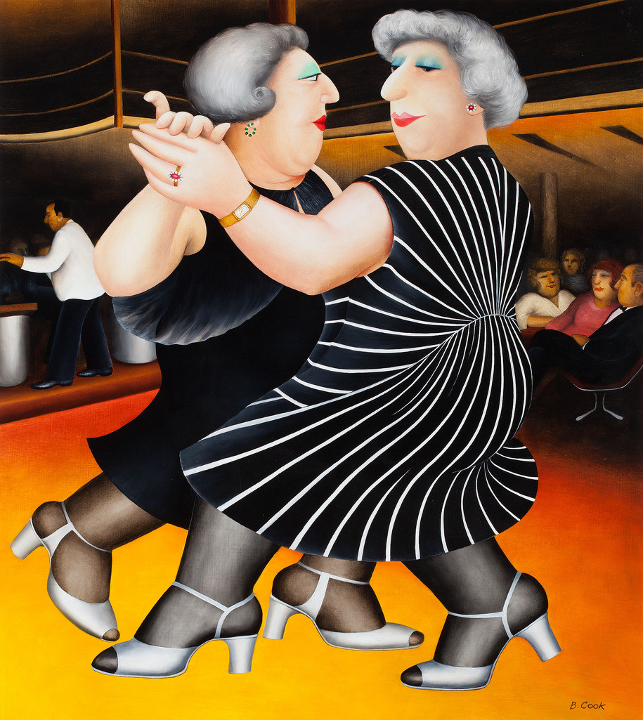 «The Dancing Ladies», картина художницы Берил Кук (Beryl Cook), Великобритания.