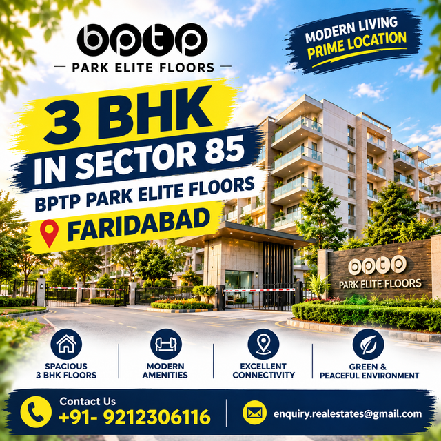 BPTP Park Elite Floors Sector 85 Faridabad Ready 3 BHK Guide @9212306116