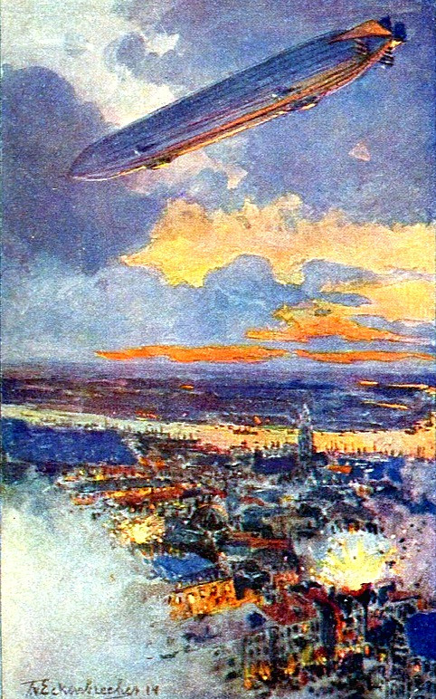 Цеппелин над&nbsp;Антверпеном, 1914. 