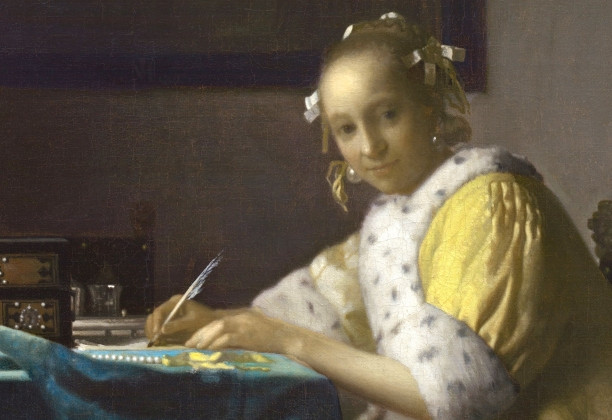 Ян Вермеер “Девушка, пишущая письмо”, 1665-1660 (фрагмент)