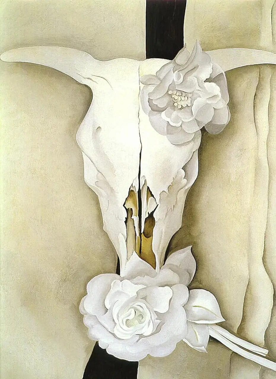Джорджия О’Кифф. Череп коровы и коленкоровые розы. 1931. Чикагский институт искусств (Чикаго, США).