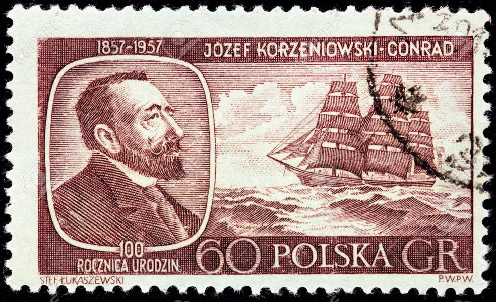 Польская почтовая марка с&nbsp;изображением Джозефа Конрада. Ок. 1957